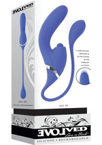 All In Rechargeable Silicone Dual Vibrator - Blue