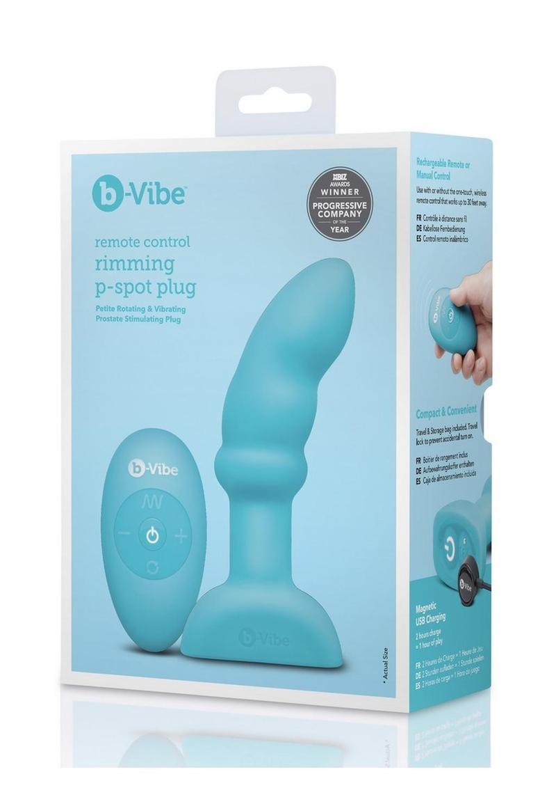 B-Vibe Remote Control Rimming P-Spot Rechargeable Silicone Plug - Teal