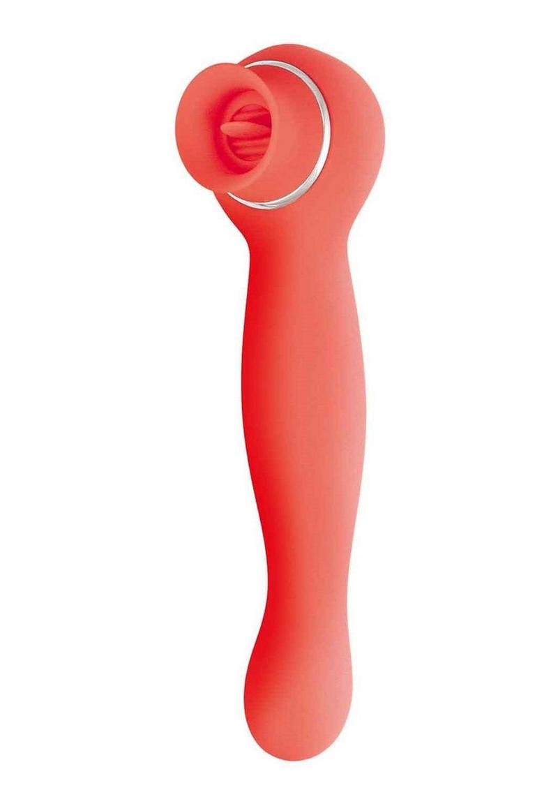 Blaze Luscious Licker Rechargeable Silicone Dual End Vibrator - Coral/Pink