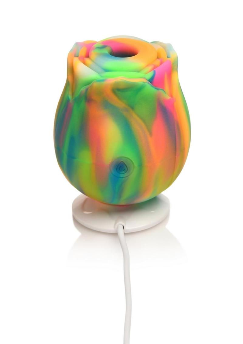 Estimulador de clítoris recargable de silicona que brilla en la oscuridad Bloomgasm Glow Rose