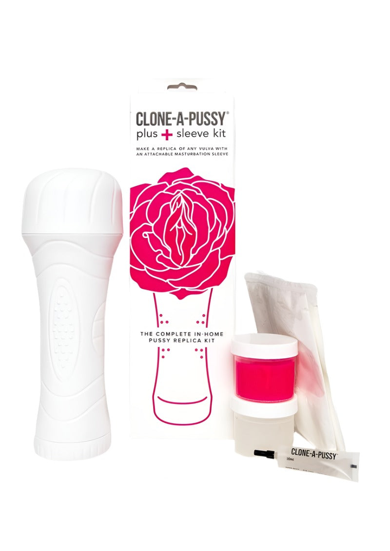 Clone-A-Pussy Plus Sleeve Silicone Vulva Molding Kit with Attachable Sleeve - Hot Pink/Pink