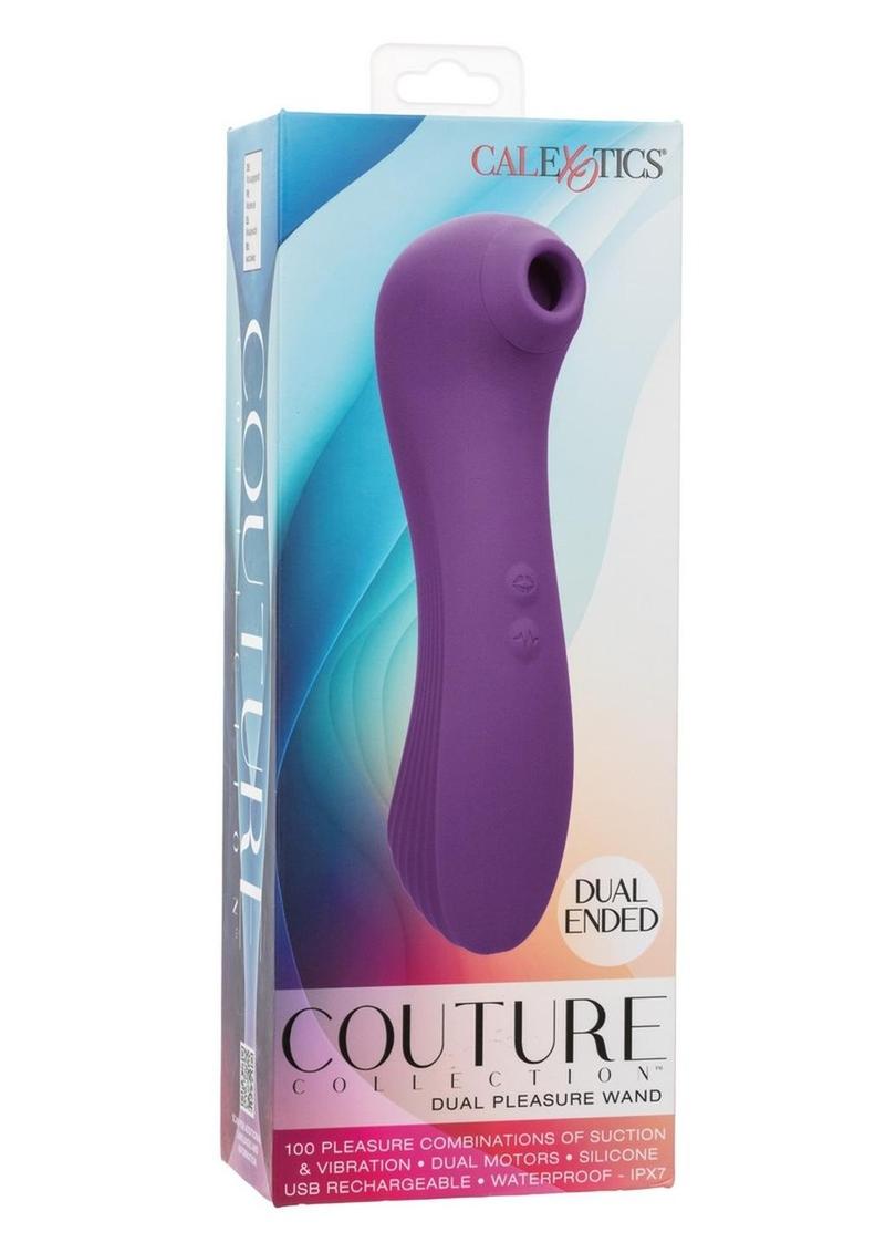 Couture Collection Dual Pleasure Wand Rechargeable Silicone Massager - Purple