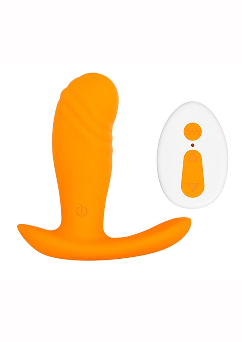 Creamsicle Silicone Rechargeable Wearable Vibrator with Remote Control - Orange/White