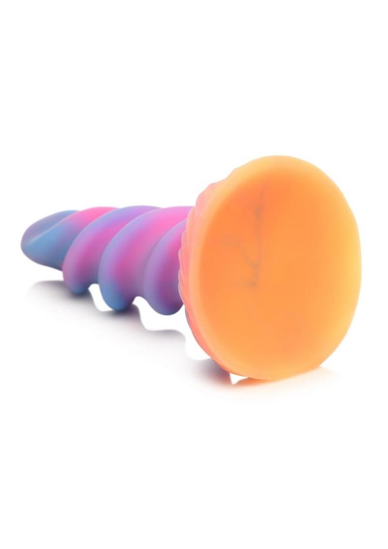 Consolador de silicona con forma de unicornio que brilla en la oscuridad Moon Rider de Creature Cocks