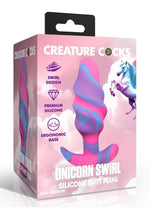 Creature Cocks Unicorn Swirl Silicone Butt Plug - Blue/Multicolor/Pink/Purple - Large