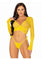 Daisy Lace Wrap-Around Crop Top and Side Tie Panty - Yellow - One Size