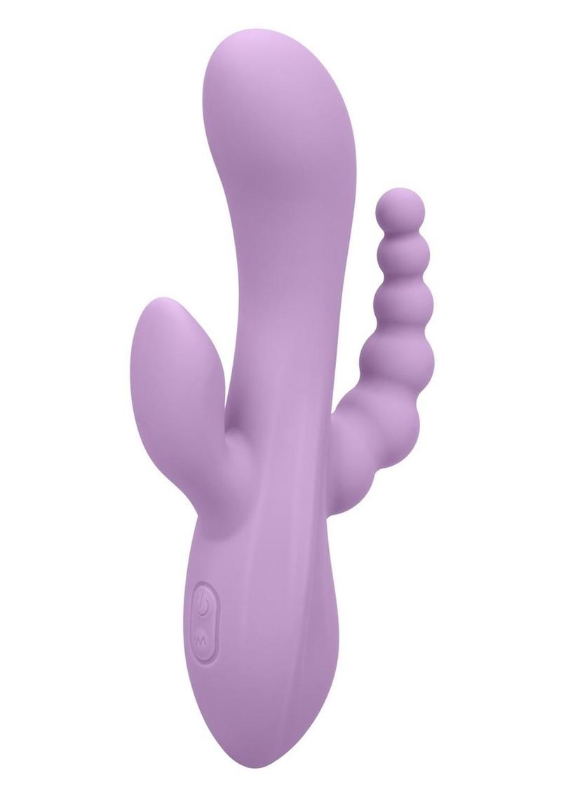 Flex Bend and Hold Triple Rumbler Rechargeable Silicone Vibrator - Purple