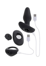 Plug anal de silicona recargable con control remoto para el trabajo en equipo de Gender X