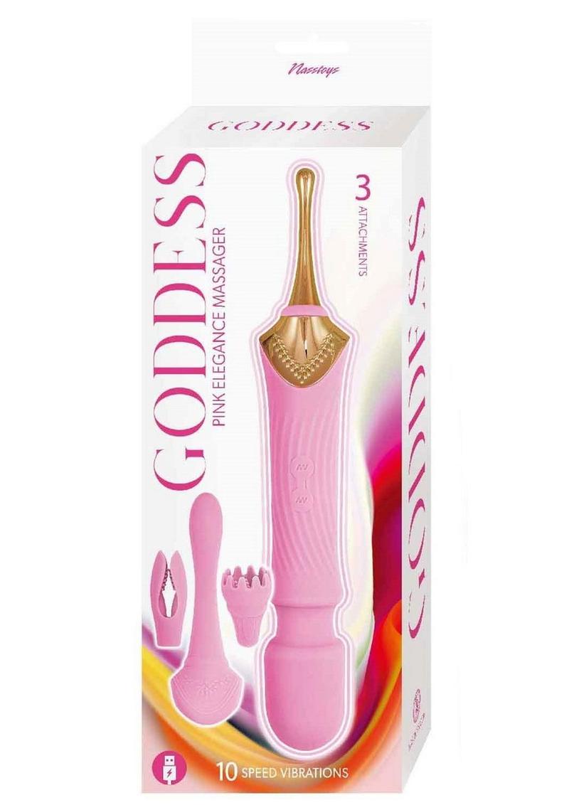 Goddess Pink Elegance Rechargeable Silicone Duel End Massager - Pink