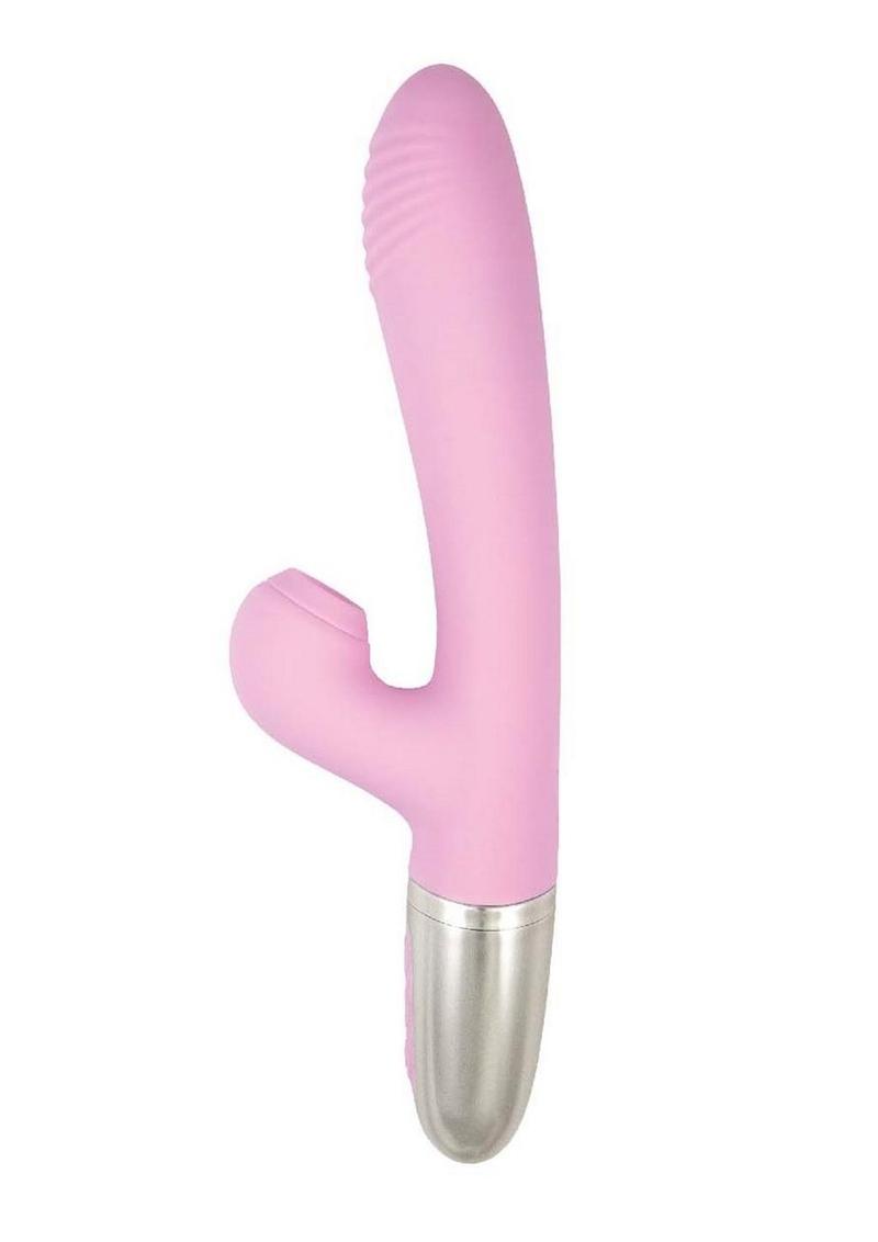 Vibrador de silicona recargable Goddess Tapping Thruster con estimulador del clítoris