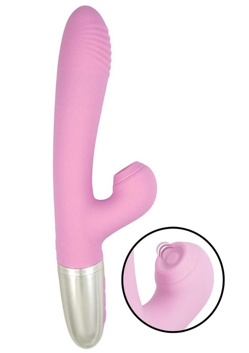 Vibrador de silicona recargable Goddess Tapping Thruster con estimulador del clítoris