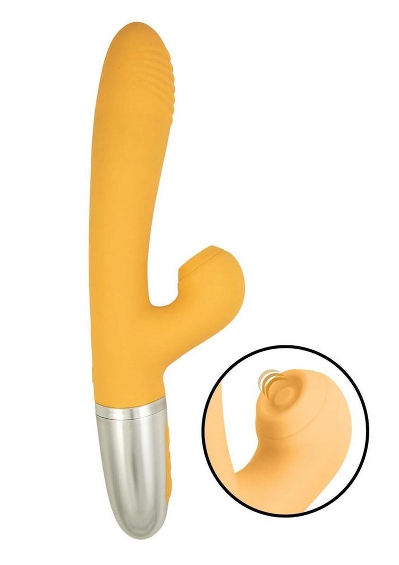 Vibrador de silicona recargable Goddess Tapping Thruster con estimulador del clítoris