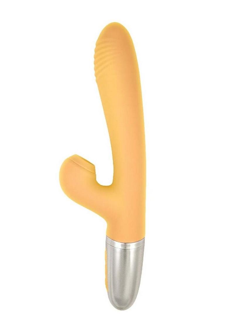 Vibrador de silicona recargable Goddess Tapping Thruster con estimulador del clítoris