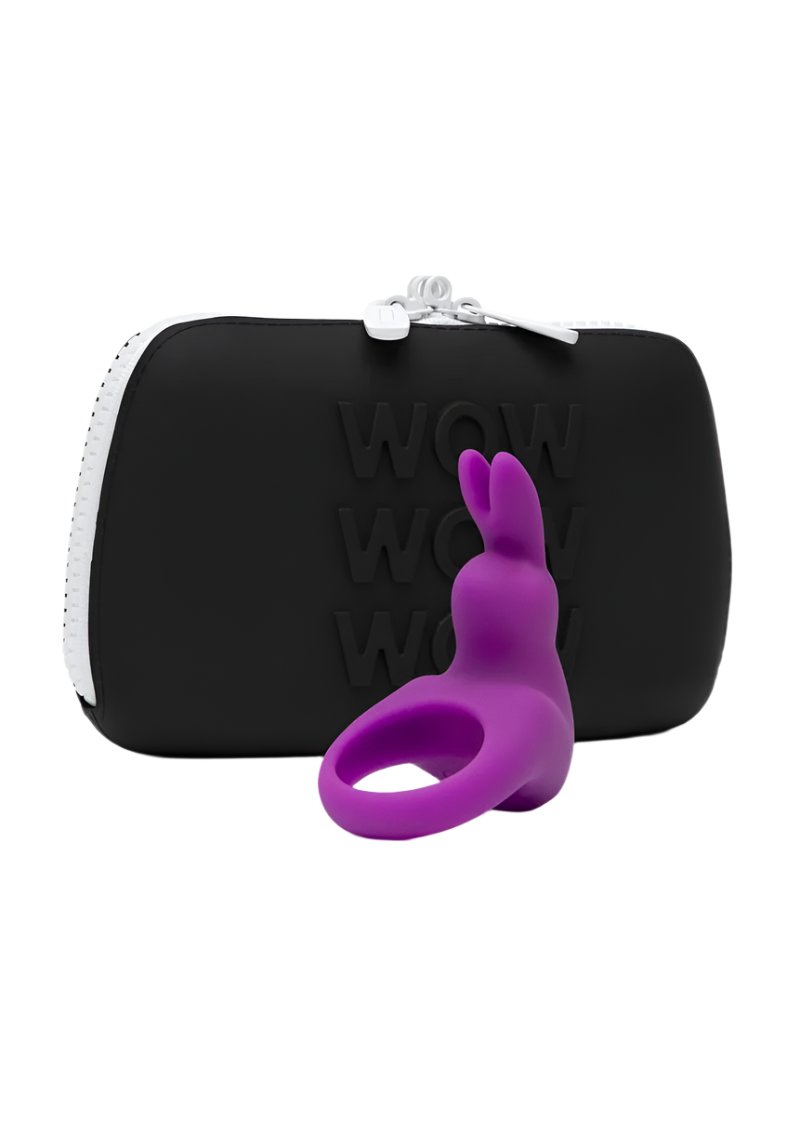 Happy Rabbit Cock Ring Rechargeable Silicone Kit - Black/Purple - 2 Piece