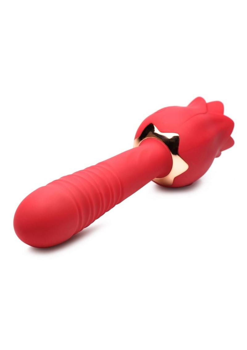 Inmi Bloomgasm Racy Rose - Vibrador de silicona recargable con efecto de empuje y lamido de rosas