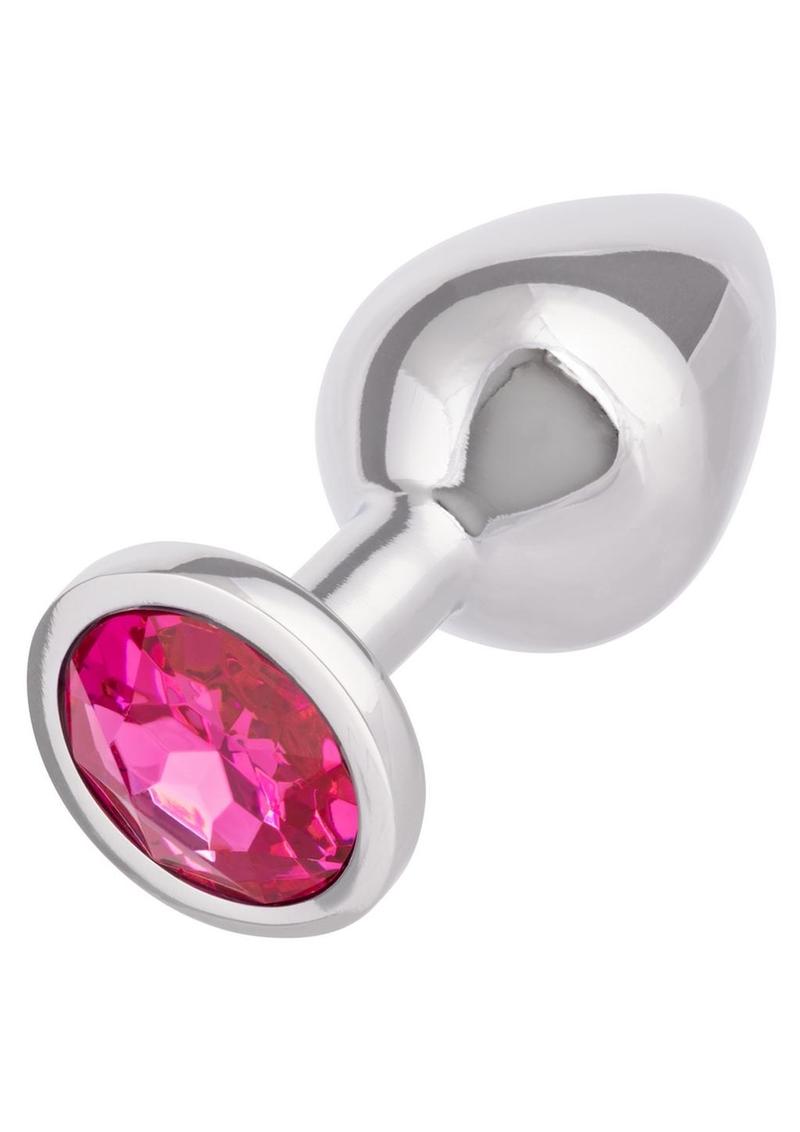 Jewel Rose Aluminum Anal Plug - Metal/Pink - Large