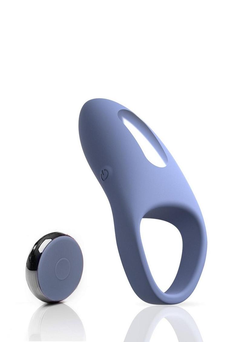 Jimmyjane Tarvos Rechargeable Silicone Cock Ring with Remote - Blue