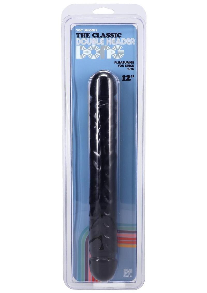 Jr. Veined Double Header Dildo - Black - 12in