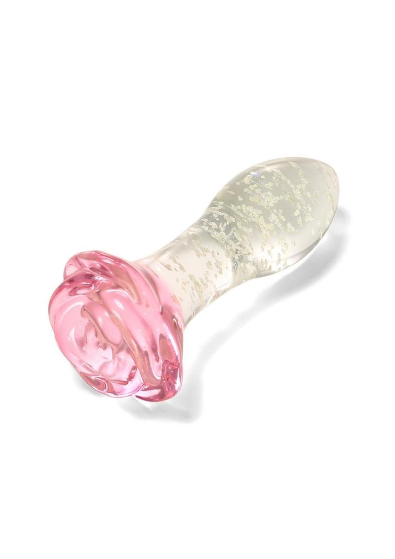 Tapón anal con forma de rosa de cristal que brilla en la oscuridad