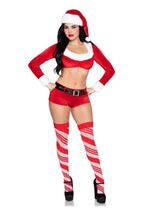 Leg Avenue Christmas Cutie Costume, Velvet Crop Top with Faux Fur Trim, Shorts, Belt and Santa Hat
