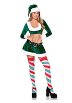 Leg Avenue Hoho Hottie, Velvet Crop Top with Faux Fur Trim, Mini Skirt, Belt and Santa Hat