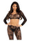 Leg Avenue Seamless Chantilly Lace Crop Top and Footless Tights - Black - One Size - 2 Piece