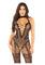 Leg Avenue Seamless Dotted Net Crotchless Lingerie Jumpsuit with Heart Detail - Black - One Size