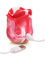 Estimulador de clítoris recargable de silicona con vibración y besos Lickgasm Sweet Kiss - Remolino rojo/blanco