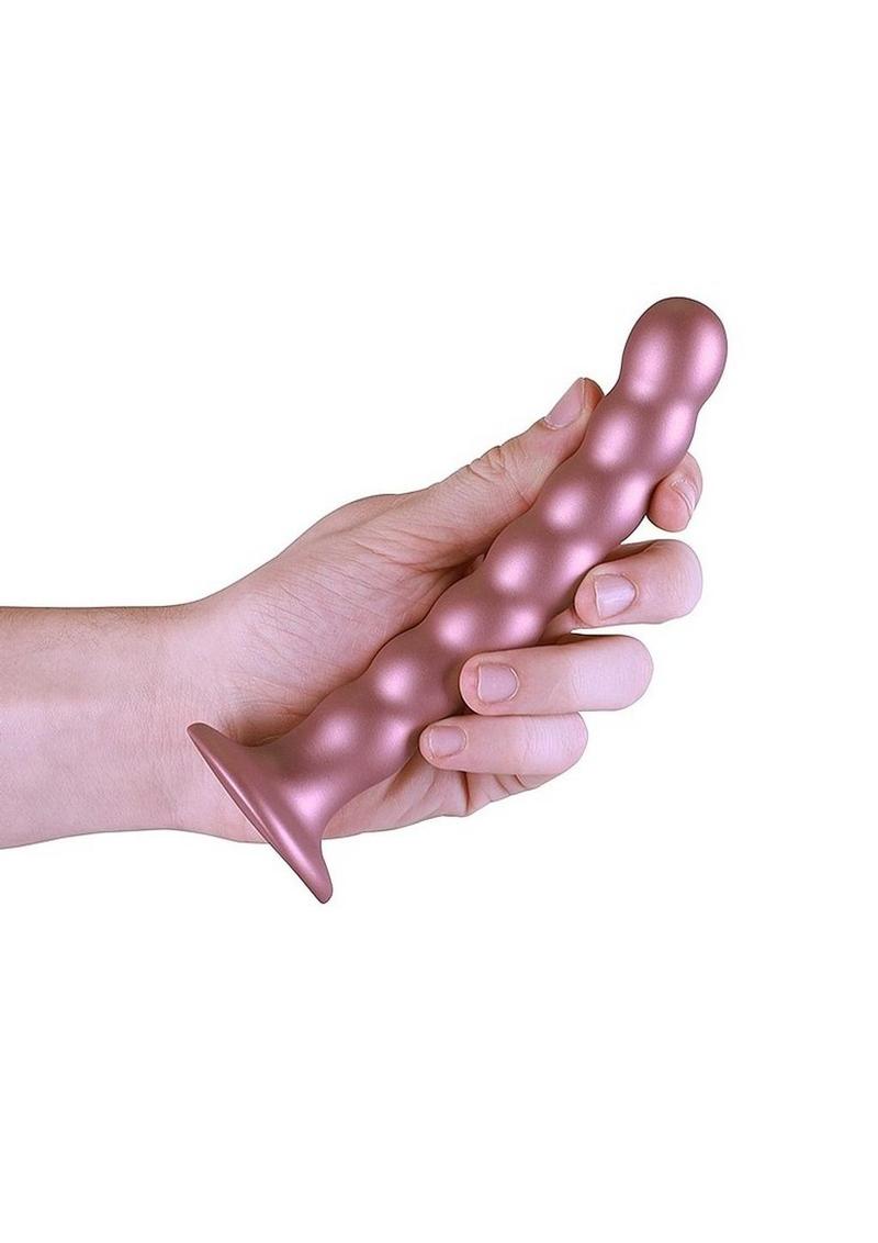 Ouch! Beaded G-Spot Silicone Dildo 6.5in - Metallic