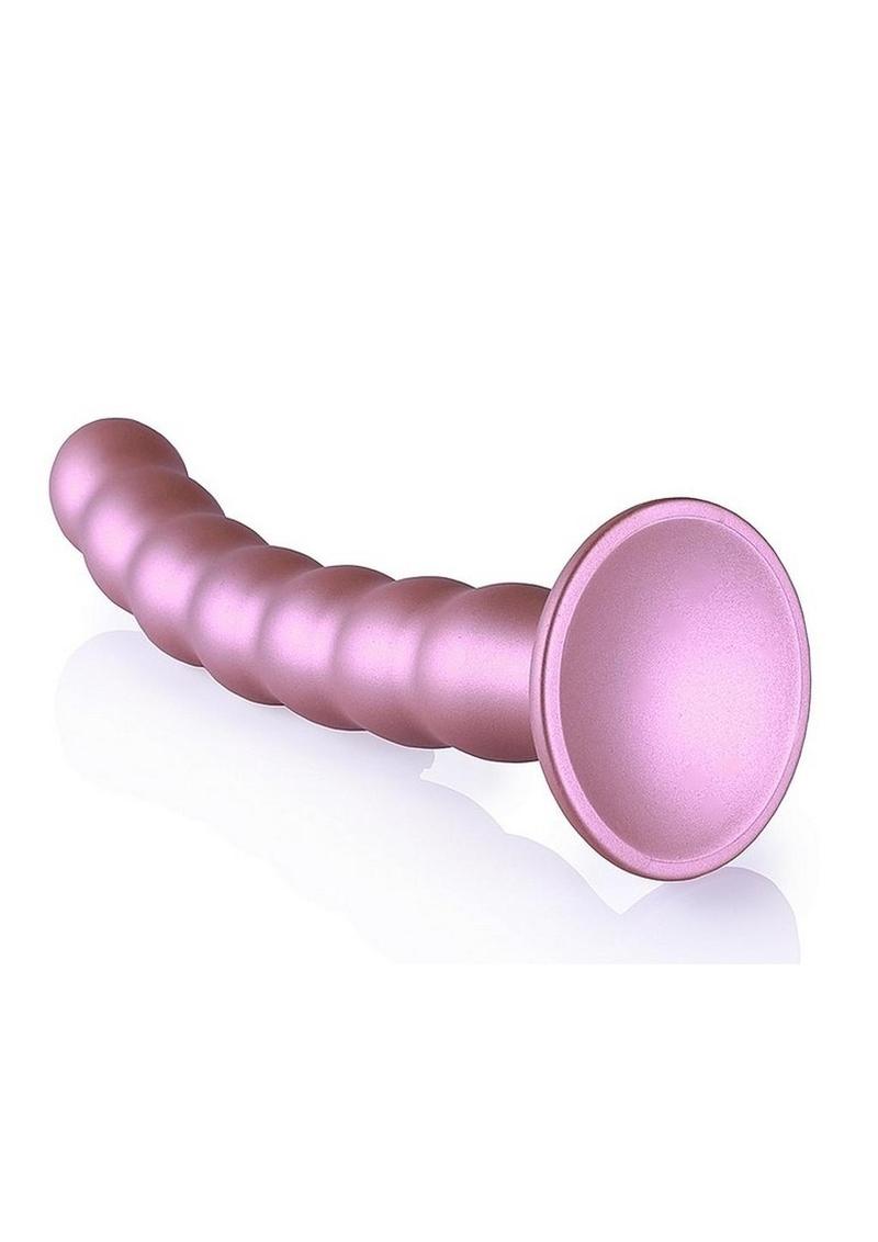 Ouch! Beaded G-Spot Silicone Dildo 8in - Metallic