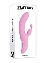 Playboy Rub Me Right Rechargeable Silicone Thrusting G-Spot Rabbit Vibrator - Pink