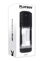 Playboy Side Piece Rechargeable Silicone Warming Sliding Stroker - Black