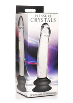 Pleasure Crystals Glass Dildo with Silicone Base - Black/Clear - 7.6in
