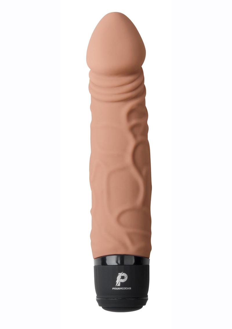 Powercocks Silicone Rechargeable Realistic Vibrator - Caramel - 6.5in