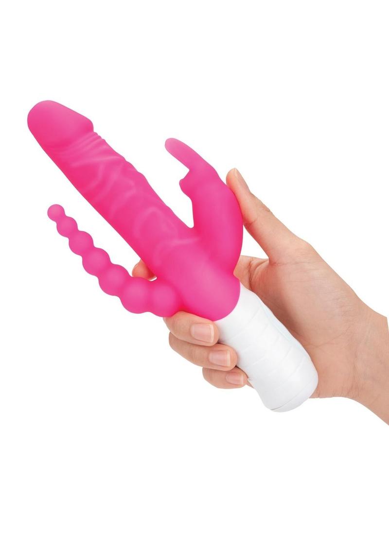 Rabbit Essentials Silicone Rechargeable Slim Realistic Double Penetration Rabbit Vibrator