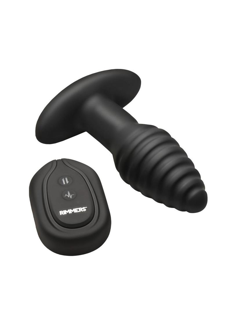 Rimmers Model-E Vibrating Rechargeable Silicone Rimming Plug with Remote Control - Black