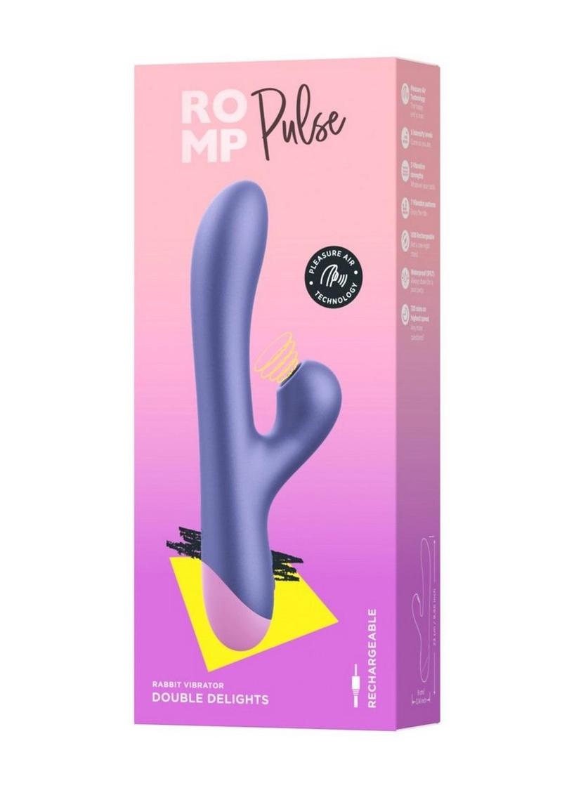 Romp Pulse Rechargeable Silicone Rabbit Vibrator with Pleasure Air - Pink/Purple