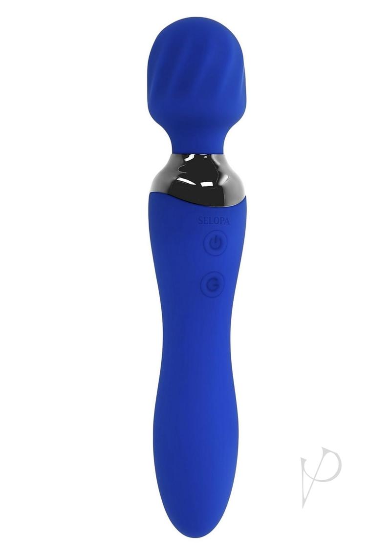 Selopa Blue Belle Silicone Rechargeable Dual End Vibrating Wand - Blue