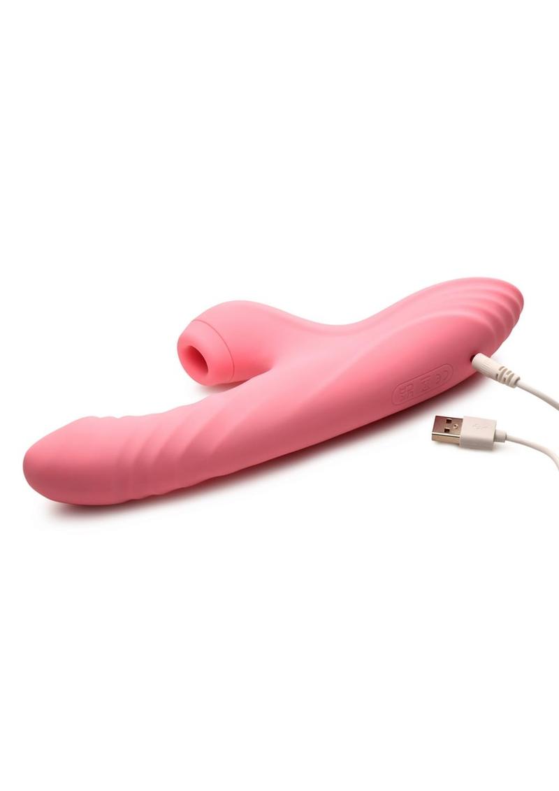 Vibrador conejo de silicona recargable para succionar y empujar Shegasm Candy-Thrust