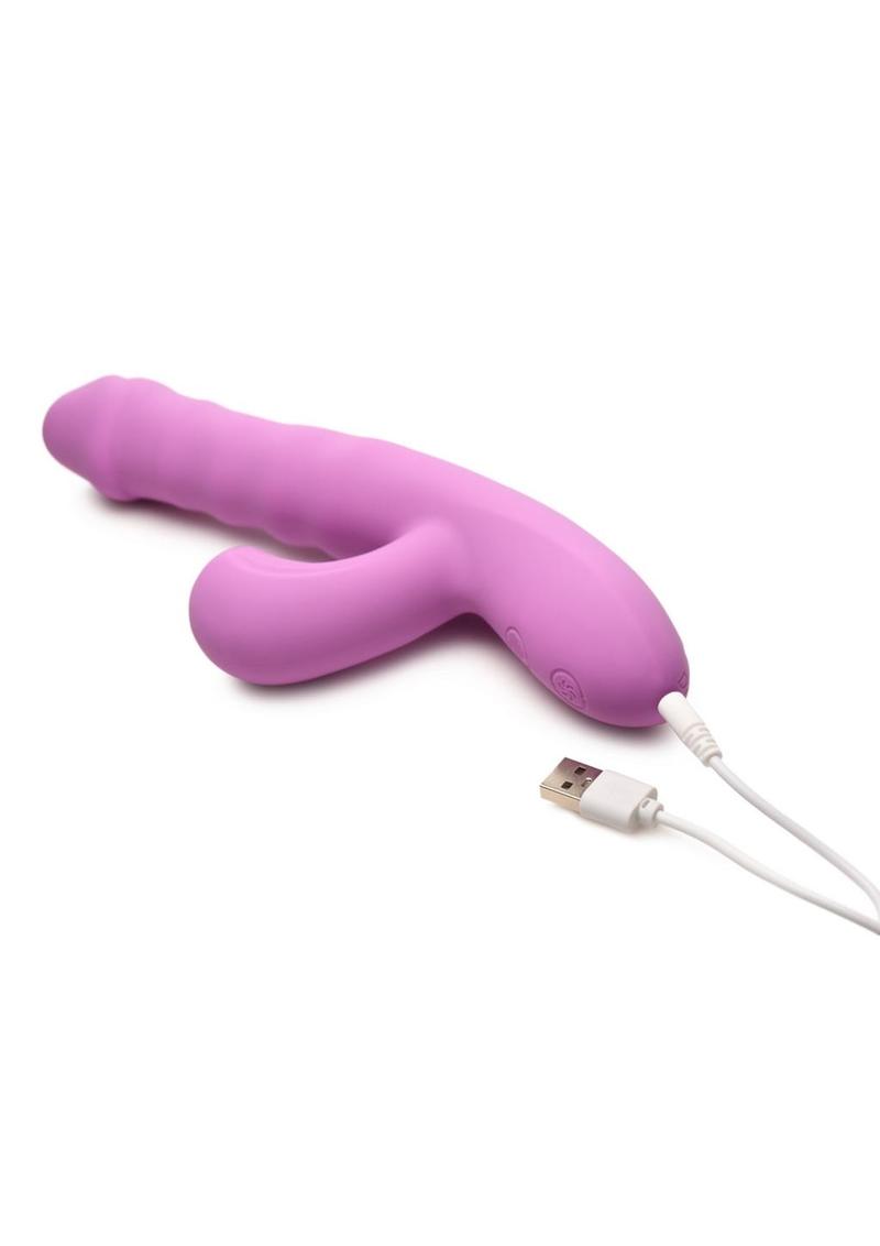 Vibrador conejo de silicona recargable con función de empuje y succión Shegasm + Thrust Wave