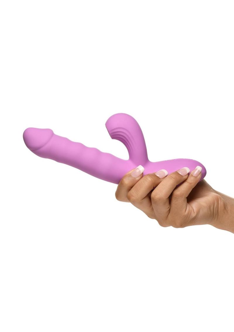 Vibrador conejo de silicona recargable con función de empuje y succión Shegasm + Thrust Wave