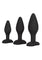 Silicone Anal Exerciser Anal Plug - Black - 3 Per Set/Set