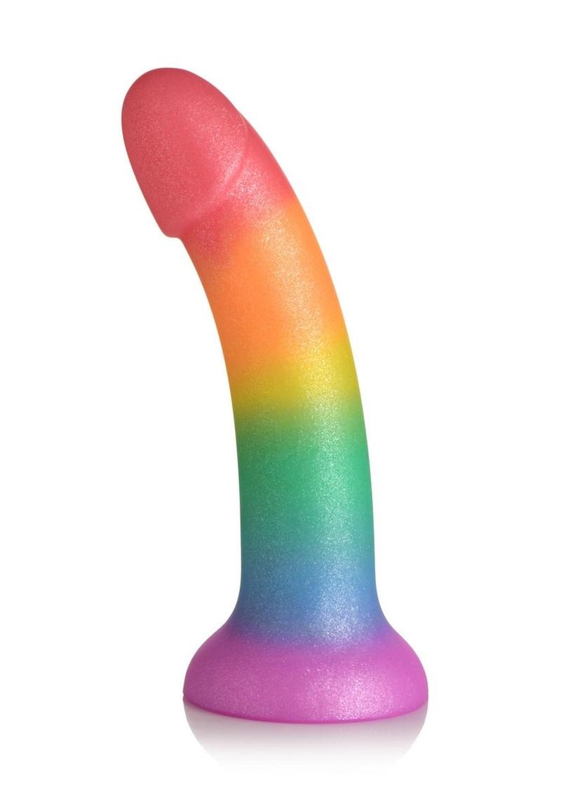 Simply Sweet Phallic Silicone Rainbow Dildo - Multicolor