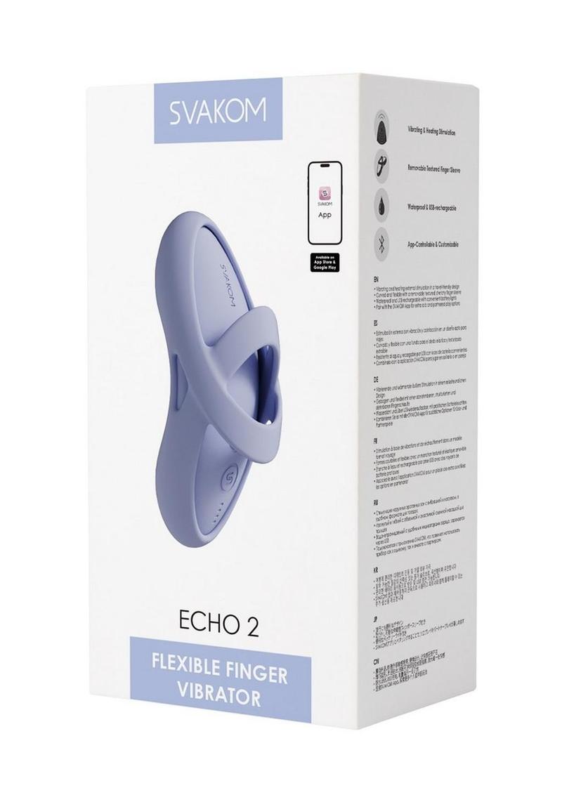 Svakom Echo 2 App Compatible Rechargeable Silicone Heated Finger Vibrator - Blue