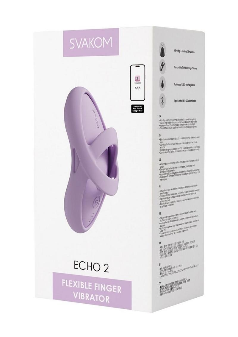 Svakom Echo 2 App Compatible Rechargeable Silicone Heated Finger Vibrator - Lilac/Pink