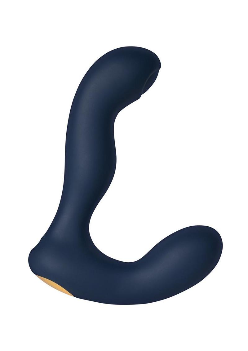 Svakom Iker Neo Rechargeable Silicone App Compatible Prostate Vibrator - Blue/Gold/Navy Blue