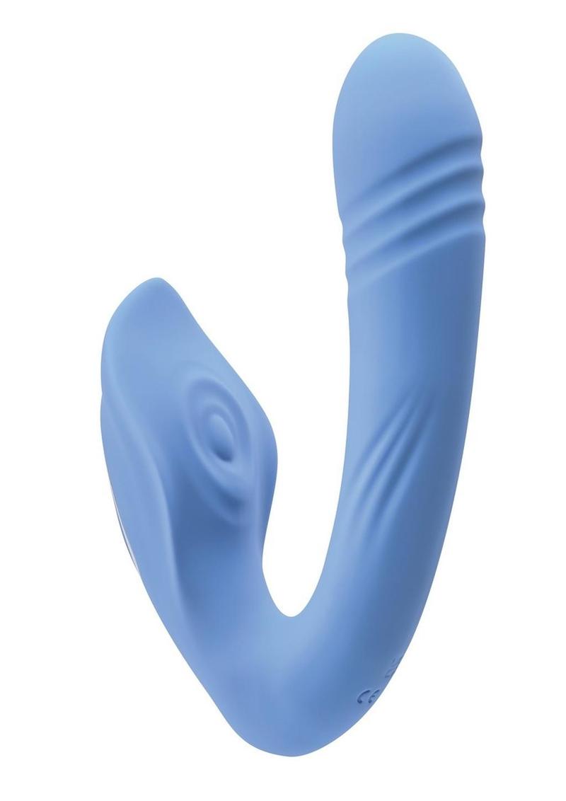 Vibrador de silicona recargable Tap and Thrust con estimulación del clítoris