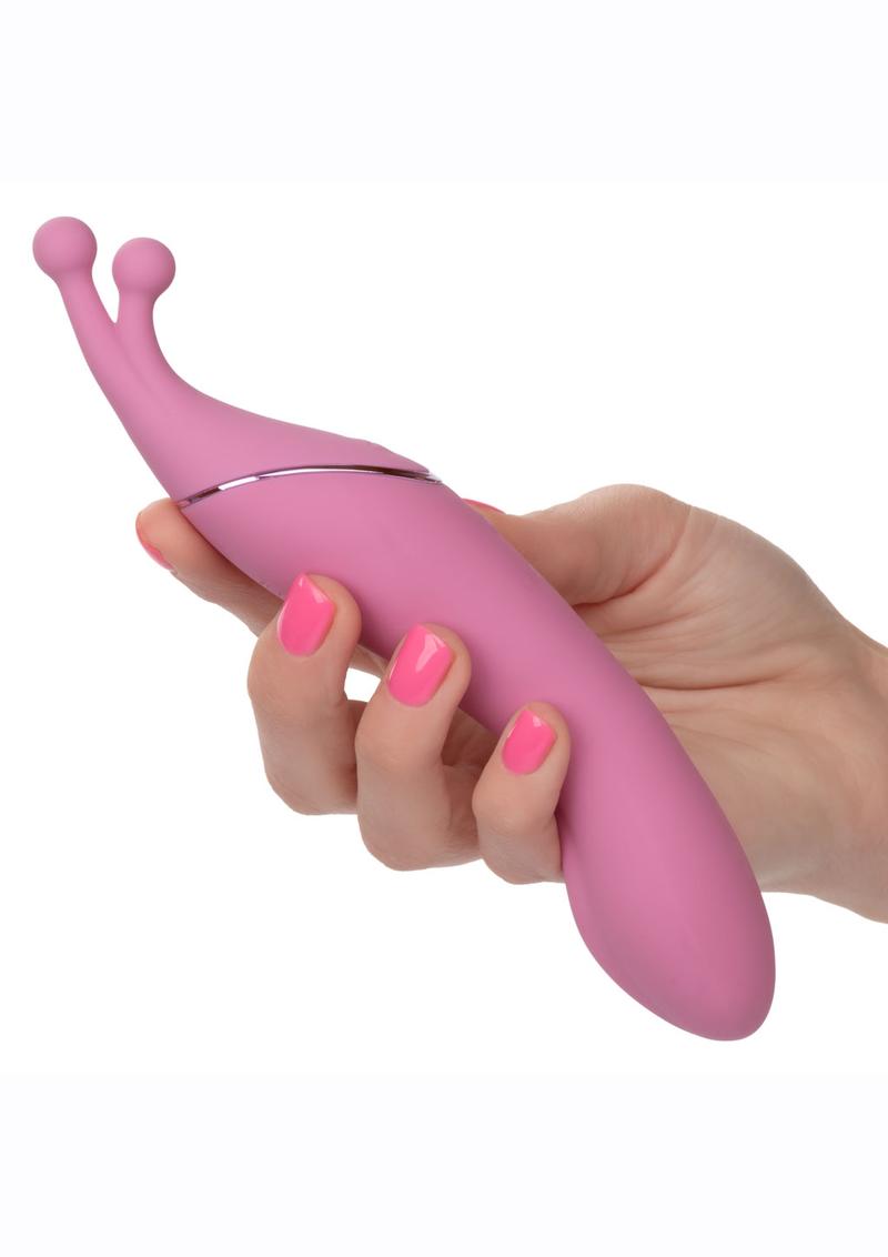 Tempt and Tease Kiss - Vibrador de silicona recargable con estimulador del clítoris