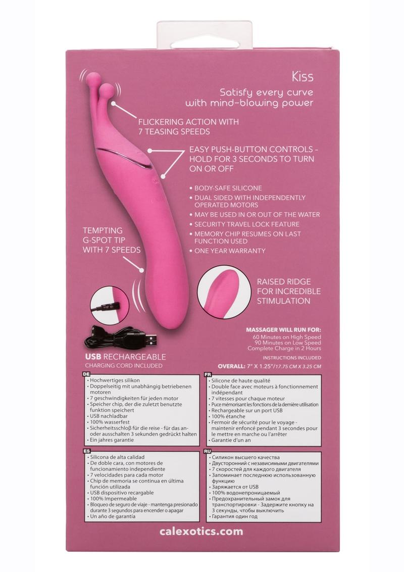 Tempt and Tease Kiss - Vibrador de silicona recargable con estimulador del clítoris