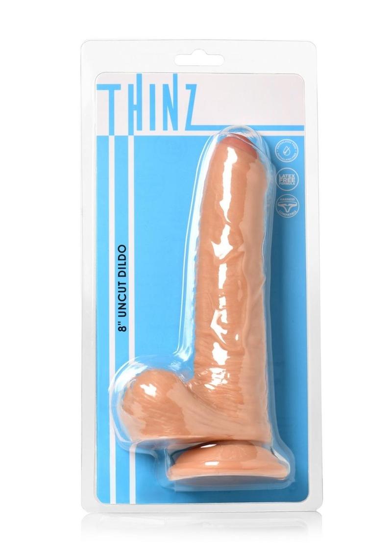 Thinz Uncut Dildo with Balls - Vanilla - 8in